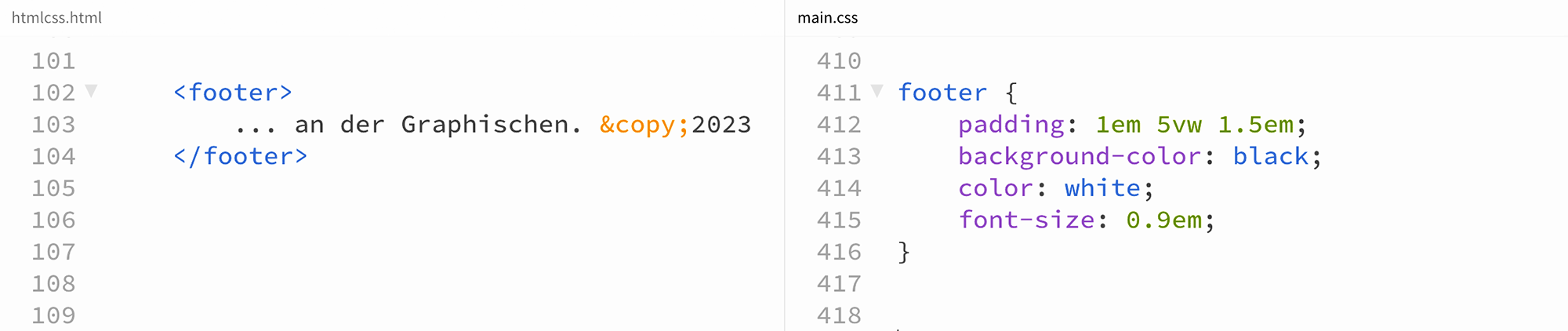 Beispiel für die Verbindung von HTML und CSS